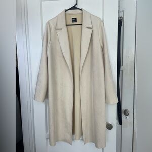 ZARA Cream Longline Open-Front Trench Coat